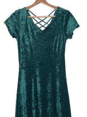 Vintage 90s Styleworks Dress XS Aqua Velour Fairy Renaissance Whimsical Forest
